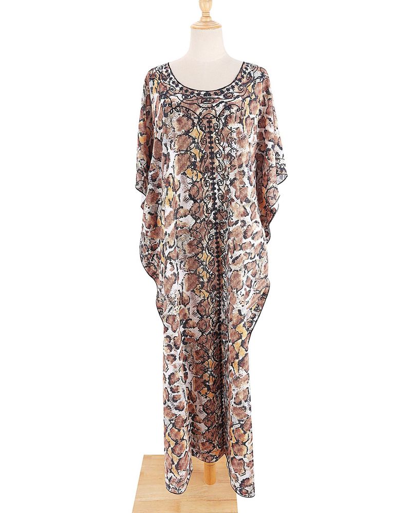 Damen-Strandkleid mit Leopardenmuster, schulterfrei, leichter Sonnenschutz, Bademode, Sarong für Urlaub und Poolparty_voghion.com