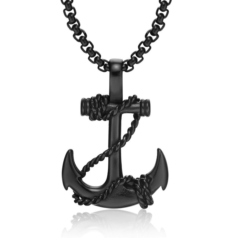 Collana con ciondolo ad ancora in acciaio al titanio Hip Hop, 55 cm, per uomo, collana con ciondolo ad ancora per uomo, gioielli personalizzati da strada, regali per uomo_voghion.com