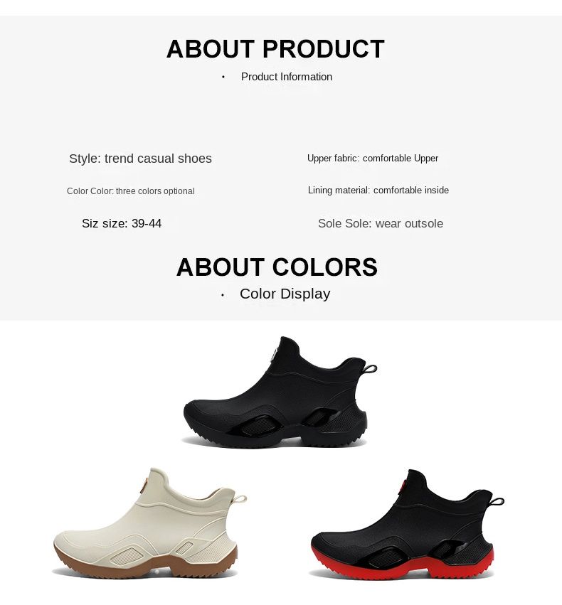 Sapatos de chuva casuais da moda estilo casal tamanhos 36-44_voghion.com