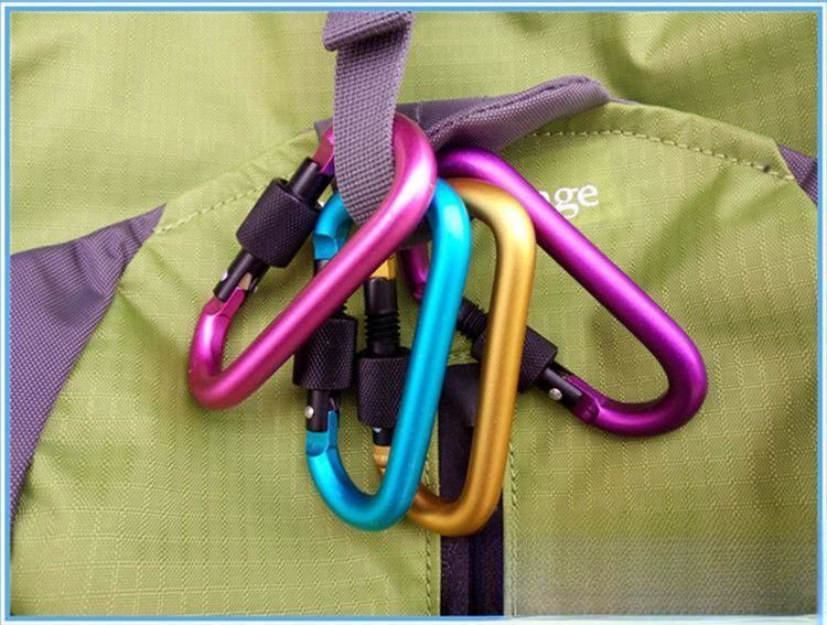 Outdoor Multifunctional Carabiner Hook Quickdraw D-shaped Aluminum Alloy Keychain Backpack Water Bottle Security Buckle_voghion.com