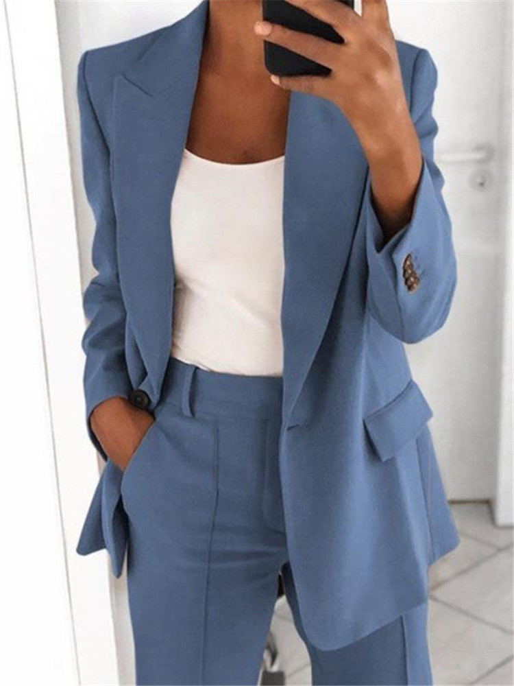 2023 Autumn New Fashion Polo Neck Slim Fit Cardigan Temperament Suit Coat Women_voghion.com