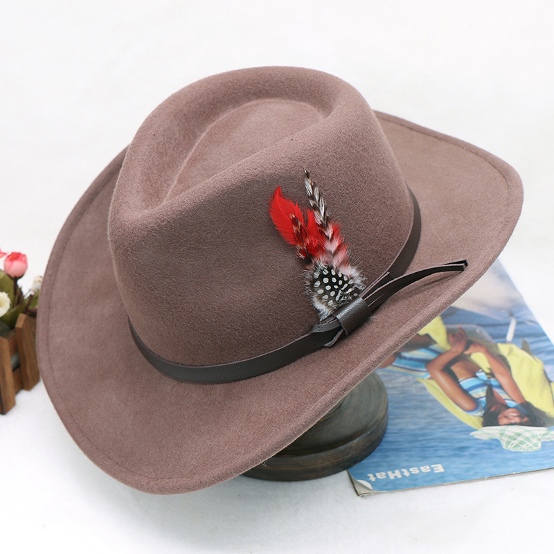 Tibetansk ull cowboyhatt vestlig gentleman filthatt jazzhatt herre vinterhatt_voghion.com