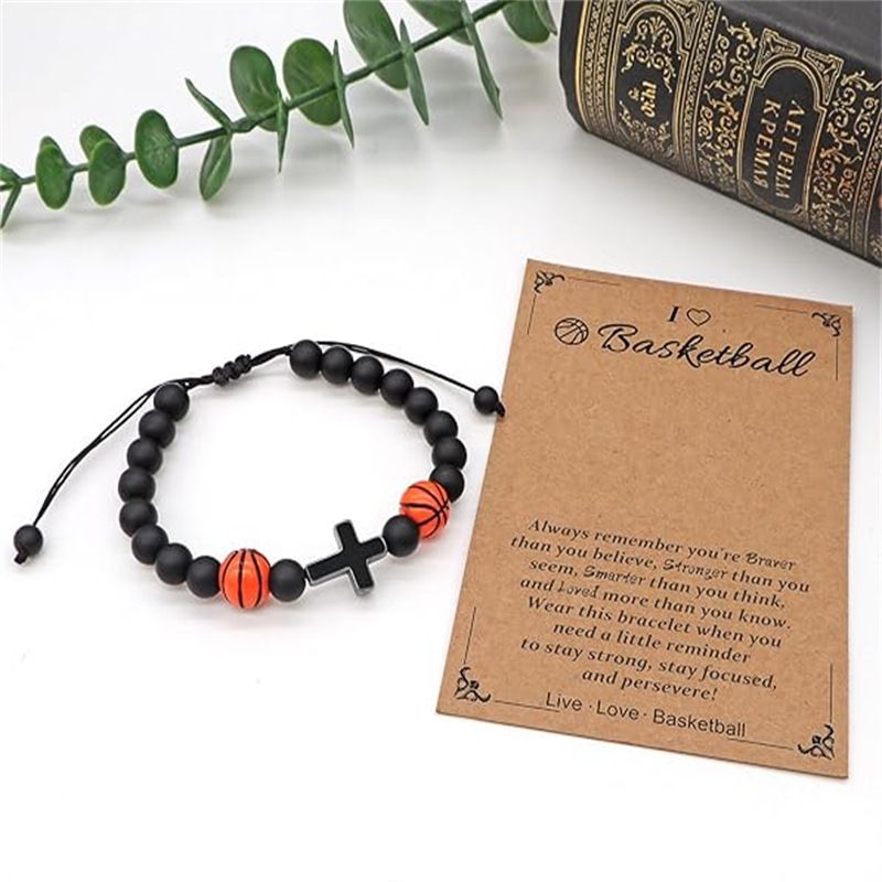 Men's Sports Bracelet - Black Matte Stone & Red Tiger Eye Beads (Adjustable, Gift Ready)_voghion.com