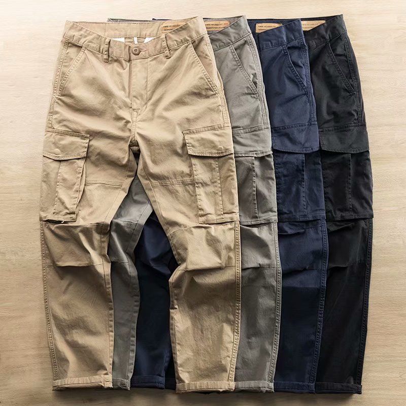 Herbst Multi Pocket Herren Kleine Gerade Bein Atmosphärische Arbeitskleidung Dreidimensionale Modische Freizeithose,_voghion.com
