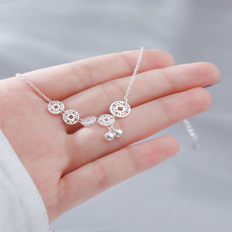 Coin Round Bead Copper For Women S Pure Silver Ancient Personality Cold Style High-end Sense Wealth-attracting Money_voghion.com