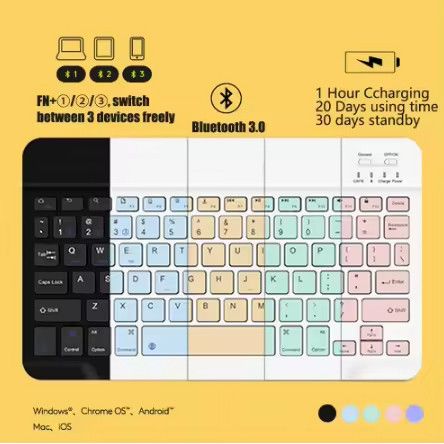 Evrensel Kablosuz Şarj Edilebilir Dokunmatik Klavye, Android Windows iOS Tablet için Kare Tuş Takımı Bluetooth Klavye Dokunmatik Yüzey_voghion.com