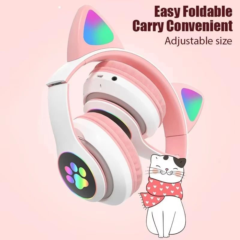 JST-28 Wireless Headphones Cat Ears Bluetooth Earphones Stereo_voghion.com