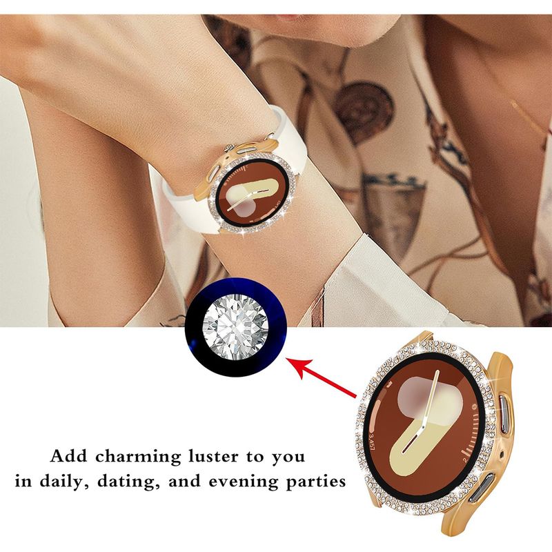 „Samsung Galaxy Watch 4 5 6 7 40mm 44mm“ dėklas, plastikinis, kietas, blizgus, deimantais inkrustuotas dėklas, be stiklo._voghion.com