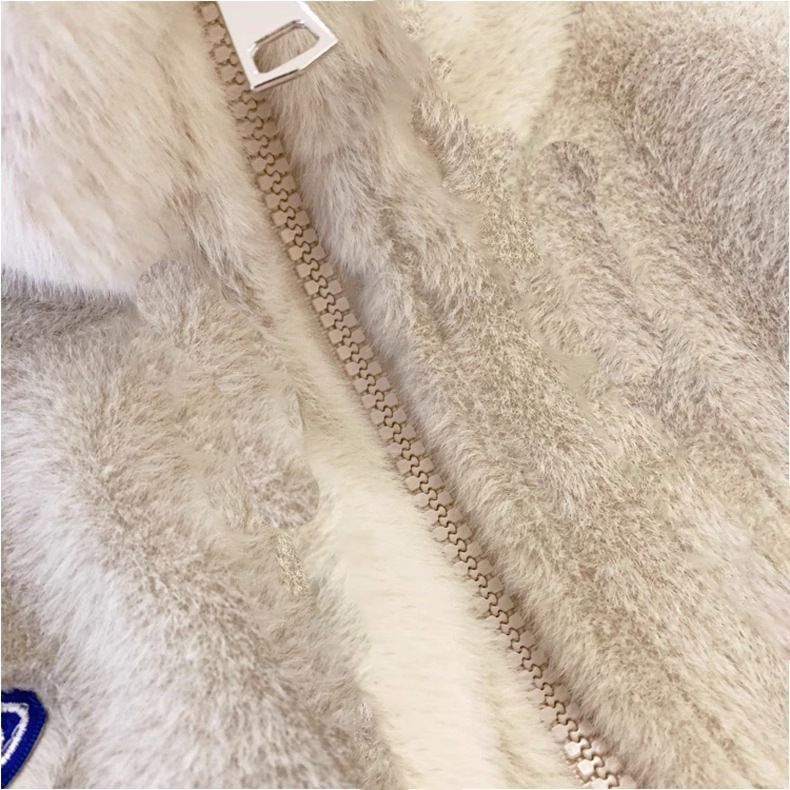 Kurze Kunstpelzjacke für Damen – Plüschiger Wintermantel mit Stehkragen und Reißverschluss (Pink/Apricot, S-XXL)_voghion.com