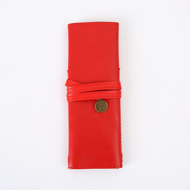Yaratıcı Etnik Stil PU Deri Alacakaranlık Kalem Çantası Rulo Kalem Perde Kore Retro Basit Büyük Kapasiteli Kırtasiye Kutusu_voghion.com