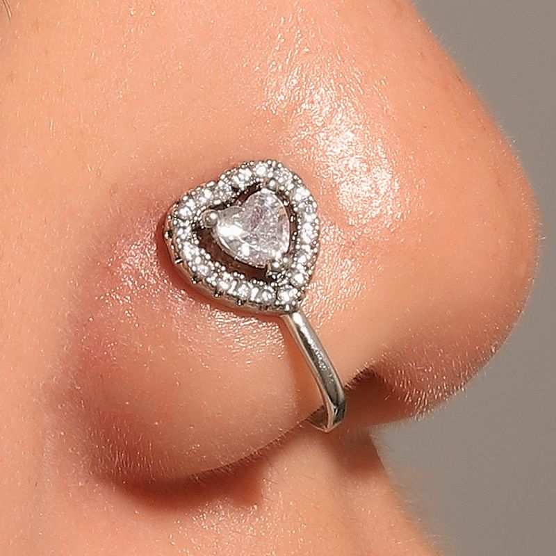 Copper-inlaid Zircon U-shaped Nose Clip Perforation-free False Puncture Nose Ring Nose Nail for Men and Women _voghion.com