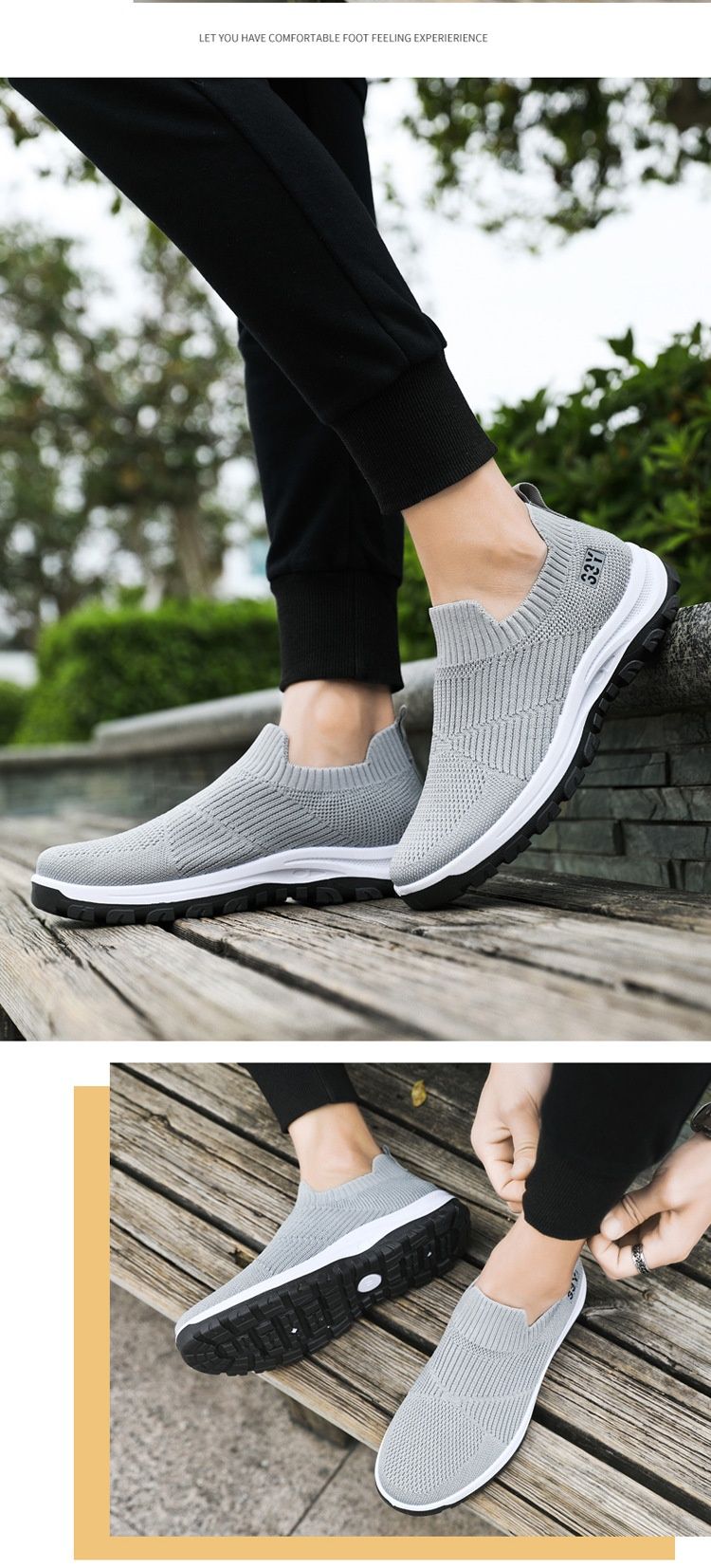 Flying Weaving 2024 One Step Lazy Anti slip Soft Sole Casual Solid Color Sports Shoes Men's_voghion.com