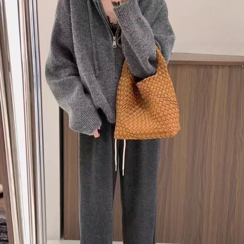 Maglione a maglia larga con cappuccio a maniche lunghe transfrontaliero per donna con cerniera, base elegante e spessa nuova per autunno e inverno_voghion.com