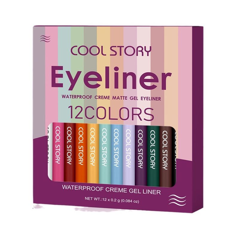 12 Colors Matte Eyeliner Gel Set COOL STORY Cream Eyeshadow Stick Silky Waterproof Sweat Body Paint Pen_voghion.com