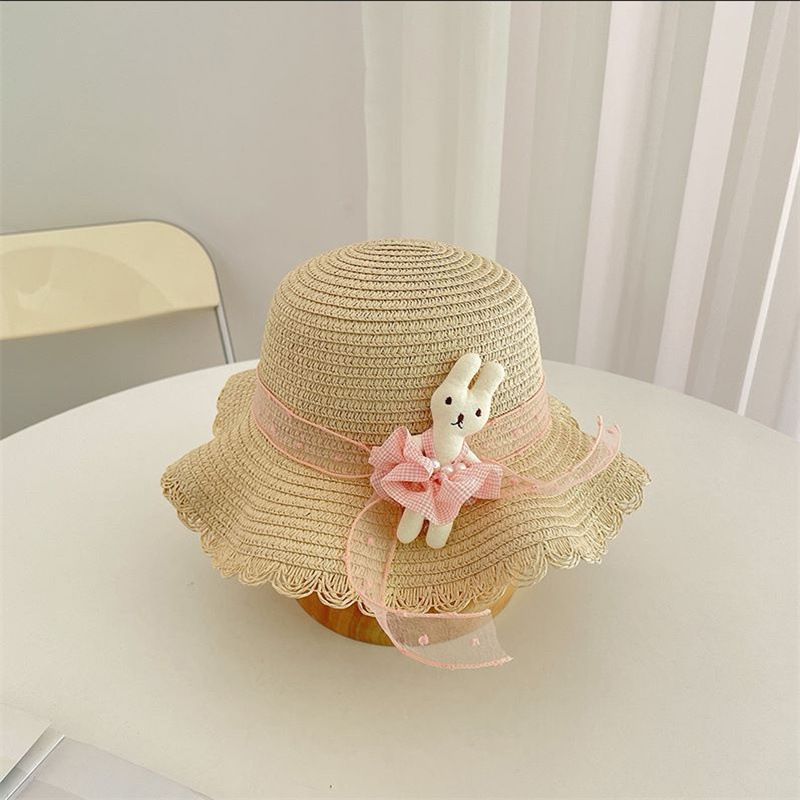 Cappello di paglia per bambini, da principessa, da spiaggia, estivo, sottile, fresco, con protezione solare, per bambine_voghion.com