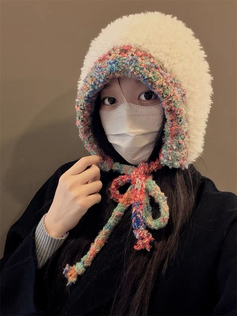 2024 Nuovo cappello lavorato a maglia con testa grande fatto a mano per bambini autunno e inverno, cappello lavorato a maglia con protezione per le orecchie caldo e spesso, mostra le dimensioni del viso_voghion.com