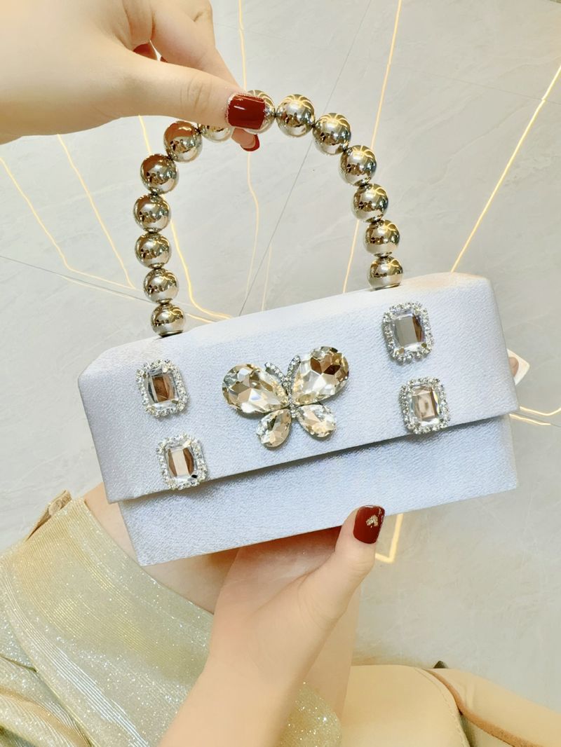 Borse da sera da donna Borsa a mano con diamanti incastonati a farfalla Borsa a mano con diamanti Piccola borsa quadrata da banchetto in raso di seta Borsa a tracolla per cena_voghion.com