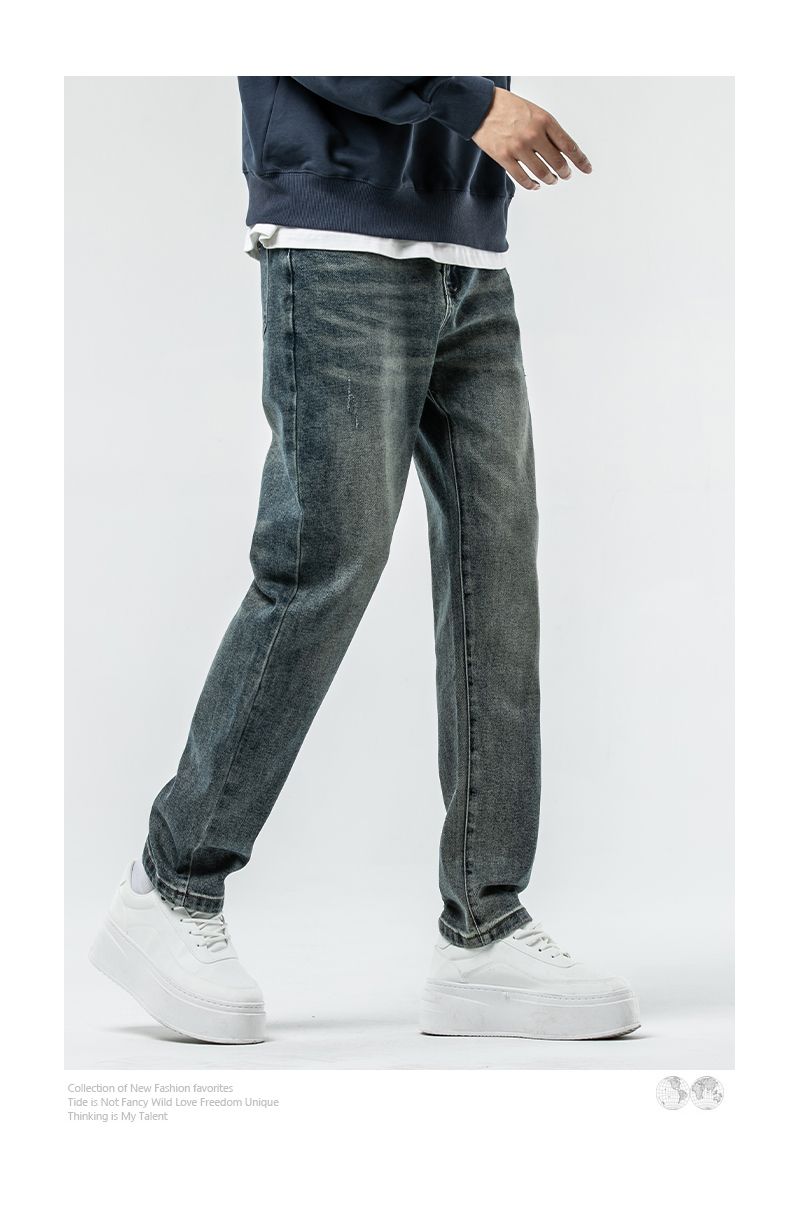 Jeans ad alta elasticità da uomo, larghi, retrò, lavati, alla moda, pantaloni Harlan, taglia grande, vita media, controllo giovanile, prezzo 108 Eight Barrels_voghion.com