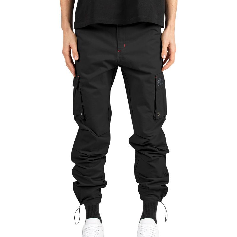 25 Spring Summer New Men's Casual Pants Multi-Pocket Solid Color Loose Jogger Cargo Trousers_voghion.com