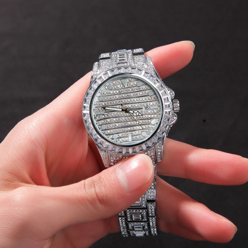 HypeBeats Men's Hip-Hop Watch - 45mm Color Diamond Quartz Chronograph With Butterfly Clasp_voghion.com