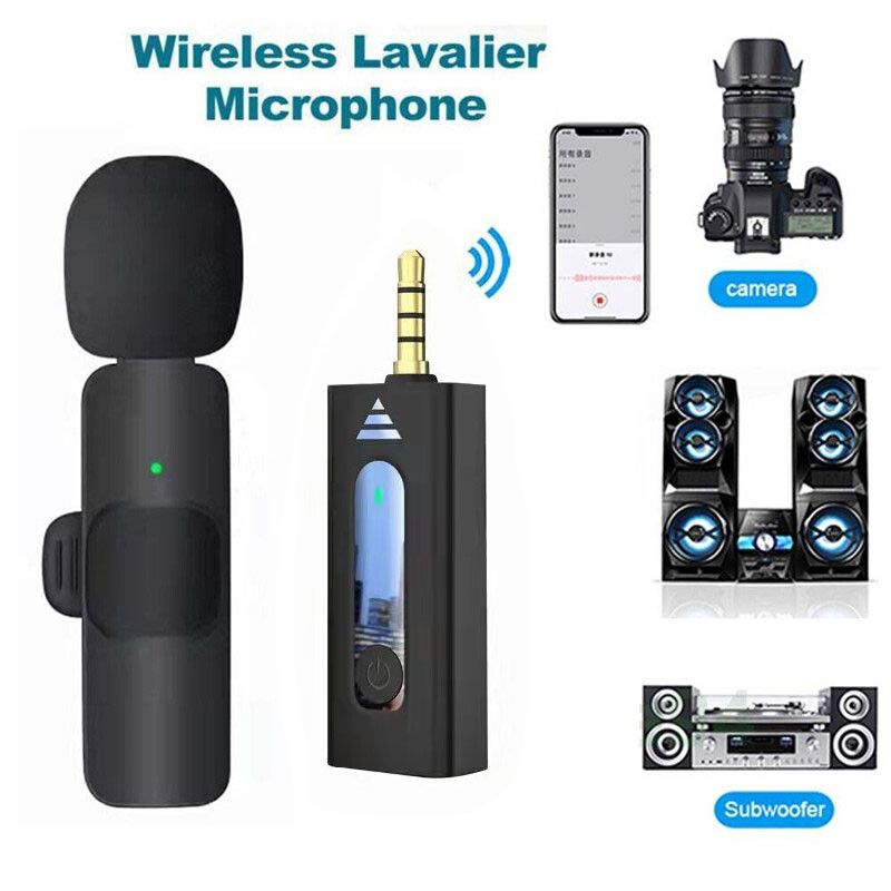 Wireless 3.5mm Lavalier Lapel Microphone Bluetooth Mini Mic For Camera Phone UK_voghion.com