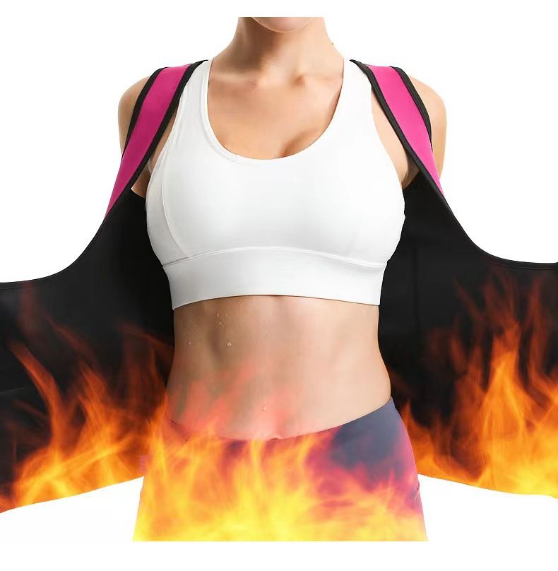 Sportkleding Dubbele riem Sweatvest voor dames met elastische klittenbandsluiting Verwarmend korset Afslankkleding voor lichaamsvorming en schoonheid_voghion.com