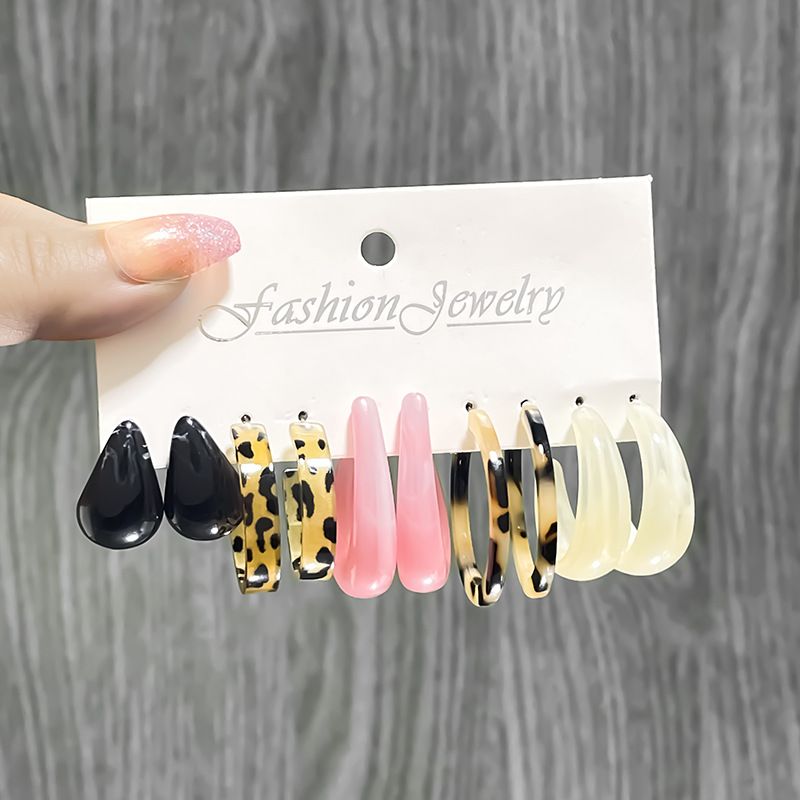 Runde, herzförmige Ohrstecker für Damen, rautenförmige Creolen, 5-teiliges Set_voghion.com