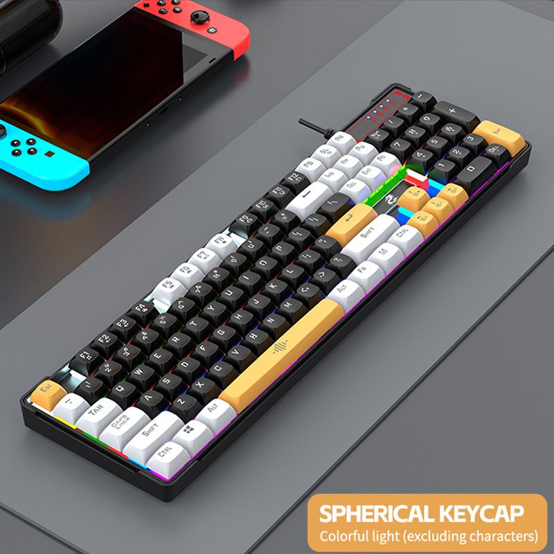 Mechanical E-Sports Gaming Keyboard Green Axis RGB Luminous Three Color Keycap 1.6M Wired USB_voghion.com