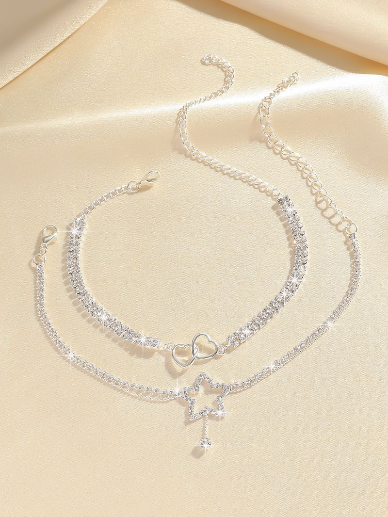Mode-Accessoires Temperament Liebe fünfzackigen Stern Kette Retro kreative Fußkettchen Strand Fußkettchen 2 Stück Set_voghion.com