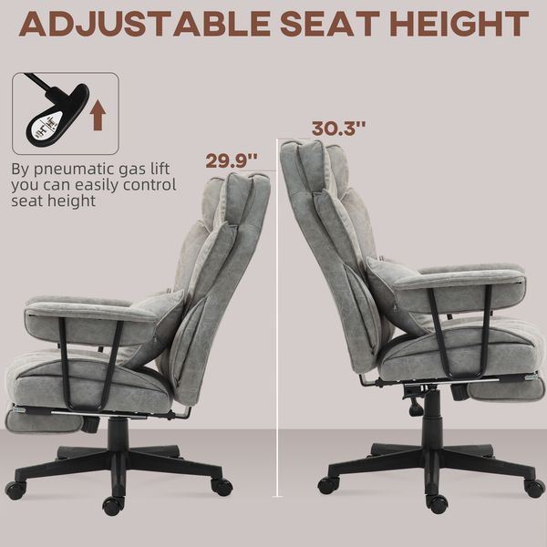 HOMCOM Massage Executive Office Chair With 6 Vibration Points, 400LBS Heated Big And Tall Office Chair With Foot Rest And Lumbar Support, Microfiber_voghion.com