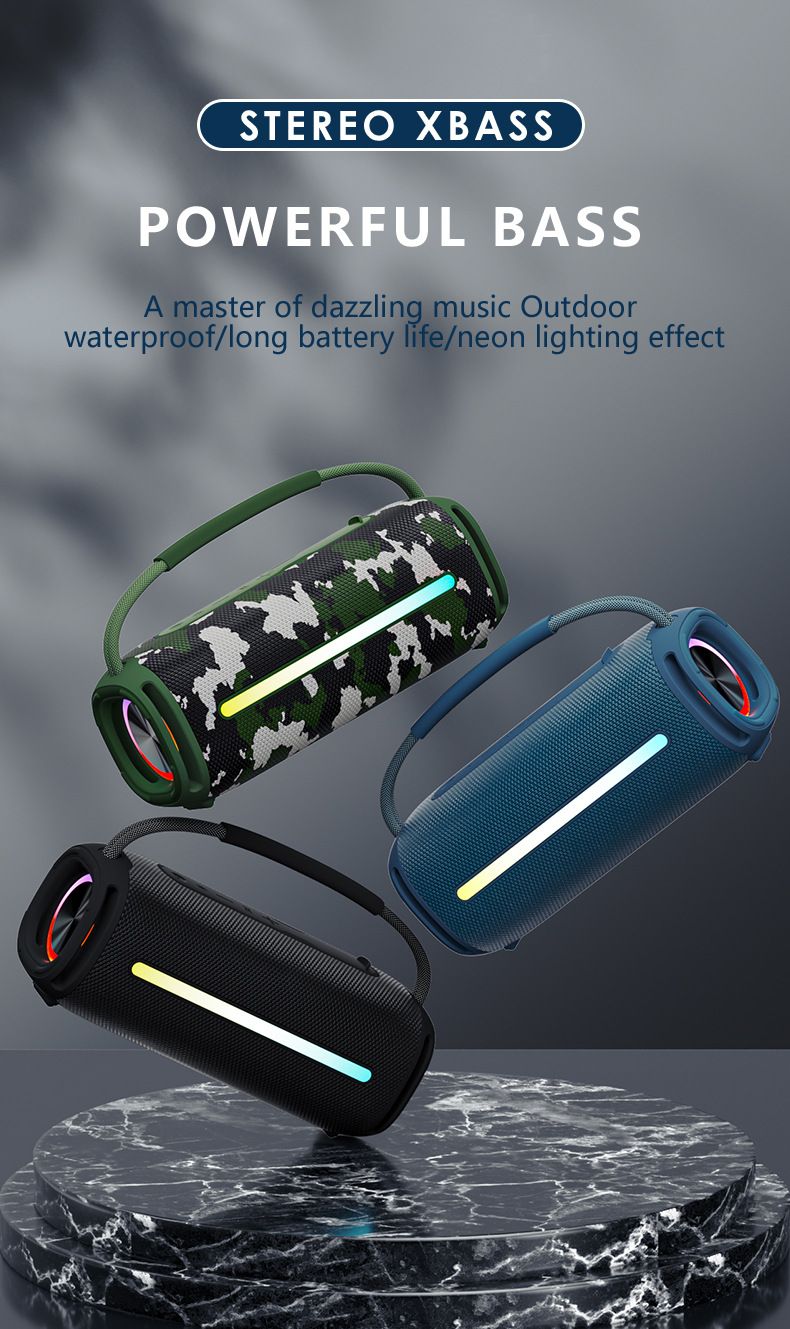2025 Bluetooth Wireless Outdoor-Lautsprecher RGB Farbe Wasserdicht Tragbarer Hochleistungslautsprecher_voghion.com