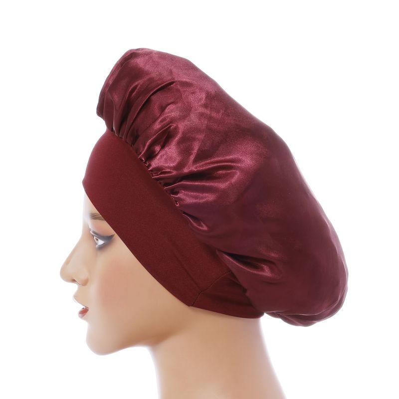 Cuffia da doccia a tesa larga monostrato - Protezione per capelli foderata in raso da 32 cm con elastico alto per donna_voghion.com