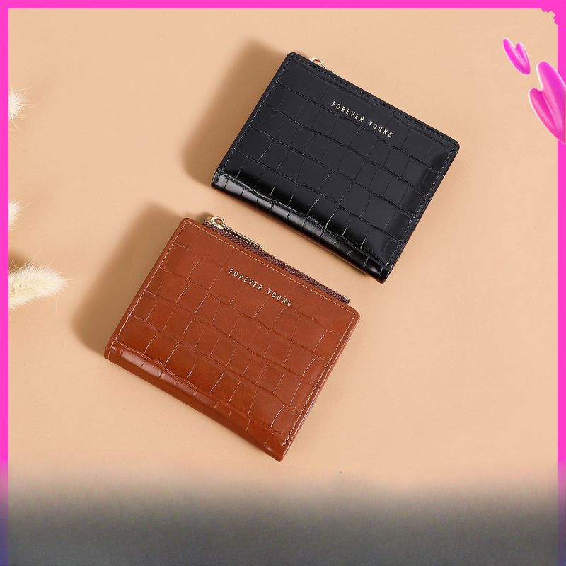 Damen Geldbörsen PU Leder Wechseltasche Mode Kartenhalter Ultradünne Ordner Geldbörse Geldbeutel Mädchen Zweifach gefaltete Geldbörsen_voghion.com