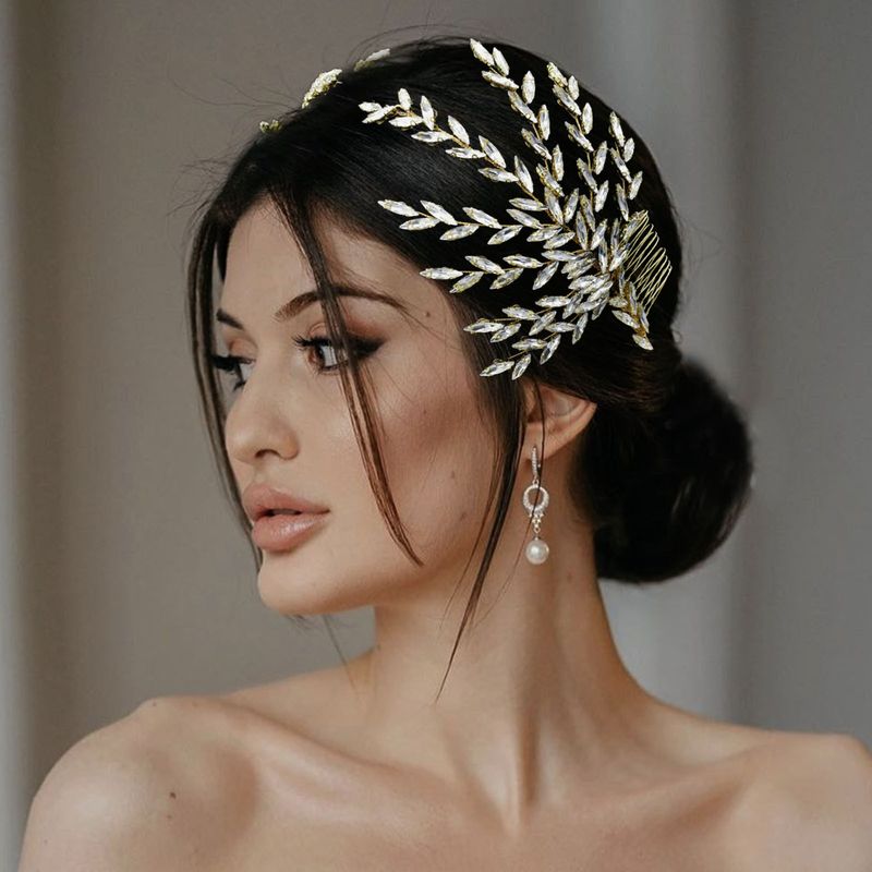 Νυφική χτένα μαλλιών με μακρύ κλιπ στρας, νυφικό, κόμμωση, πλαϊνή χτένα, κομμάτι μαλλιών_voghion.com