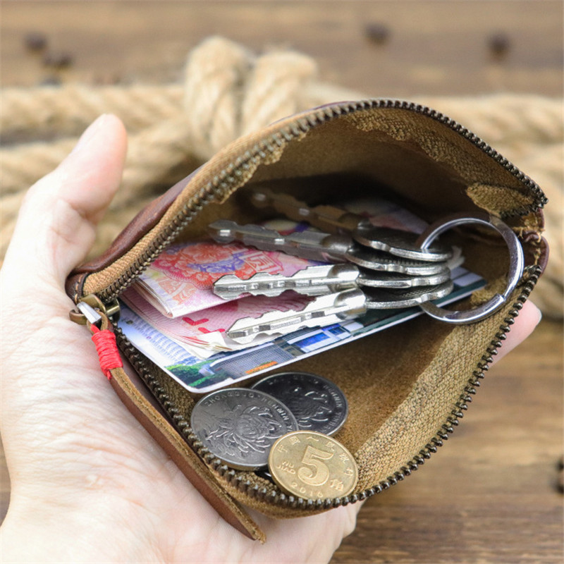 New Coin Purse for Men Vintage Mini Wallet Original Leather Card Case Holder Wallet Male Short Zipper Small Change Organizer Bag_voghion.com