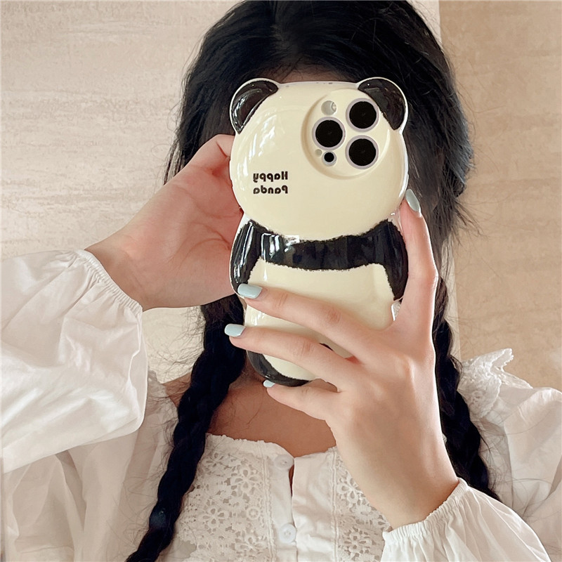 Mobile phone case three-dimensional panda suitable for iPhone15 Apple 14promax mobile phone case cartoon 13 water stickers 12 all-inclusive soft_voghion.com
