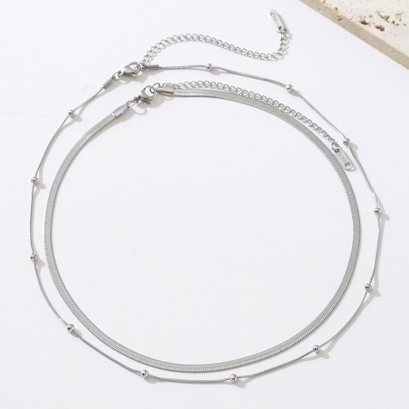 Chain Necklaces Cold Style 18K Gold Titanium Steel Non Fading Necklace For Women Double Layered Niche Fashion Necklace Snake Bone Necklace For Women_voghion.com