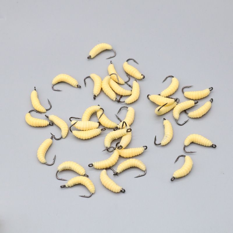 Lure With Hook Bread Worm 20mm 0.45g Bionic Hooked Maggot Soft Bait Set_voghion.com