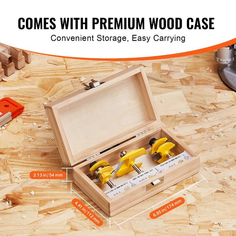 Router 4 1 Pieces Set 3 Carbide Shank Carrying Bit Router Bits Inch Case_voghion.com