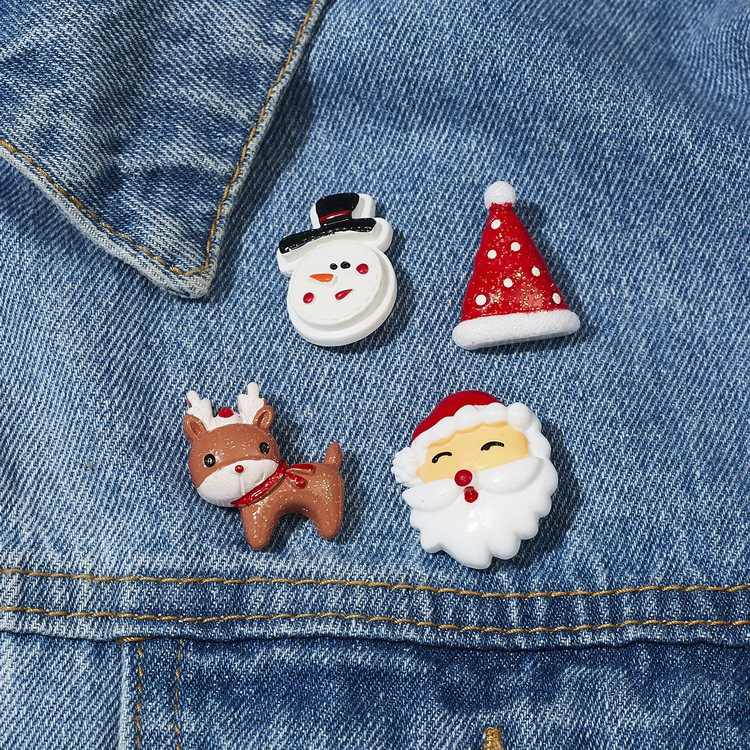 Christmas collection New Santa Claus crutch Elk acrylic Christmas paper card brooch set ornaments_voghion.com