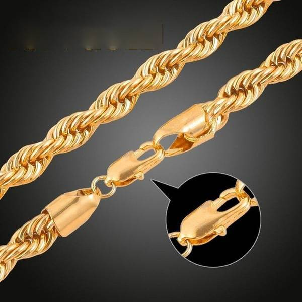 Yunjin Hot Selling Men's 3mm Chain Necklace Bracelet European And American Simple Hip-Hop Gold-plated Twist Rope Chain Cross-Border Exclusively_voghion.com