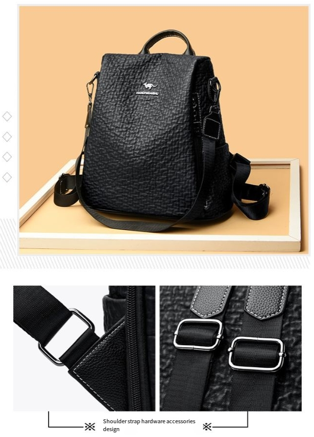 Women's Backpack Fashion Casual Middle-aged Large Capacity Soft Leather Backpack Travel Multi-functional Anti-theft Bag_voghion.com