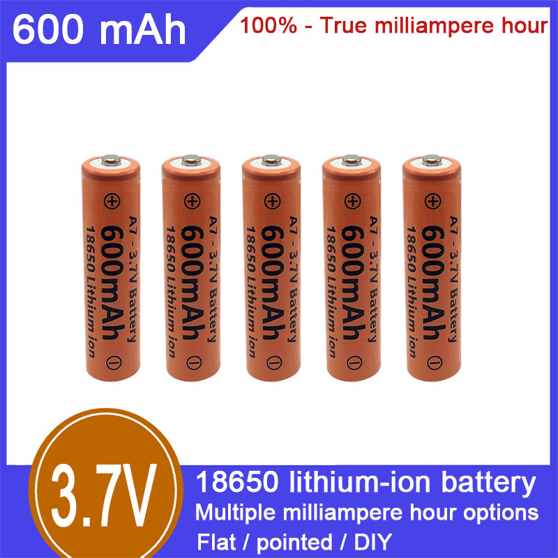 18650 ličio jonų įkraunama baterija, 3,7 V, 600 mAh, 100 % talpos, tinka elektriniams žaislams, elektroninėms cigaretėms, žibintuvėliams ir kitoms sritims_voghion.com