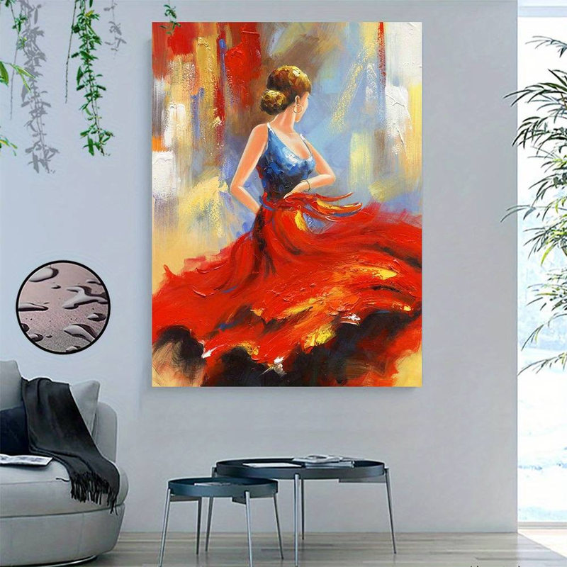 Vibrant Abstract Dancer Wall Art Canvas Prints Painting-Modern Painting In Red And Blue, Available In Multiple Sizes For Home Decor, Living Room Art_voghion.com
