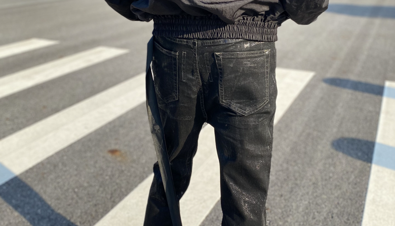 Men's Clothing High Version Ro Style Handmade Wax Pants Vibe Flared Wide Leg Elastic Ribbon High Street Cleanfit Jeans_voghion.com