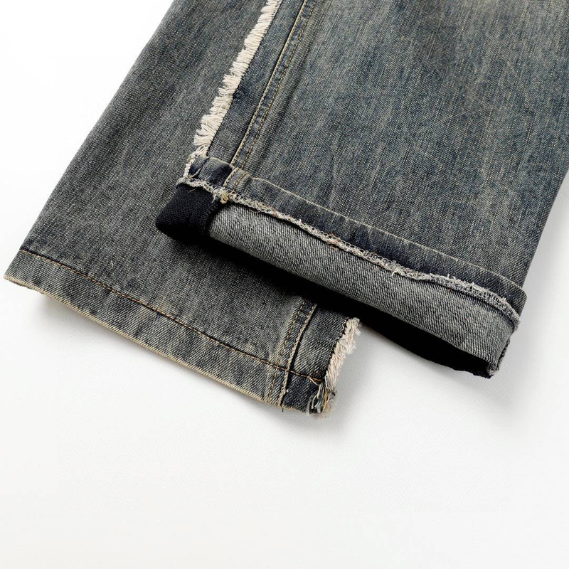 Jeans a vita alta di alta qualità Main Branch AB Side Deconstruction Color Collision, pantaloni larghi da uomo_voghion.com
