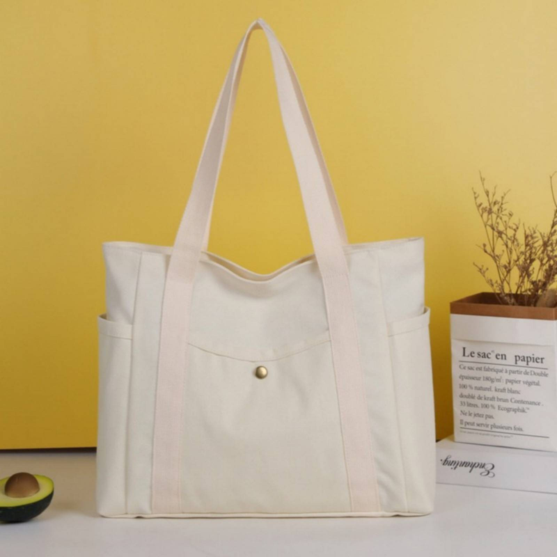 Large Capacity Tote Canvas Bag For Work And Outings, High-Quality, Commute-Friendly, Versatile, Literary Student Style Book Single Shoulder Canvas Bag_voghion.com