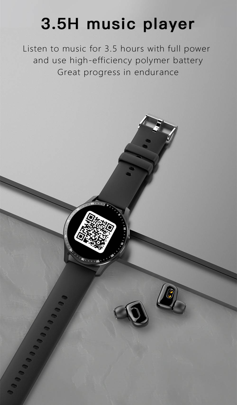 Smartwatch mit Ohrhörern, 2-in-1-integrierter TWS-Wireless-BT5.0-Kopfhörer, Fitness-Sport-Gesundheitsmonitor, Schwarz_voghion.com
