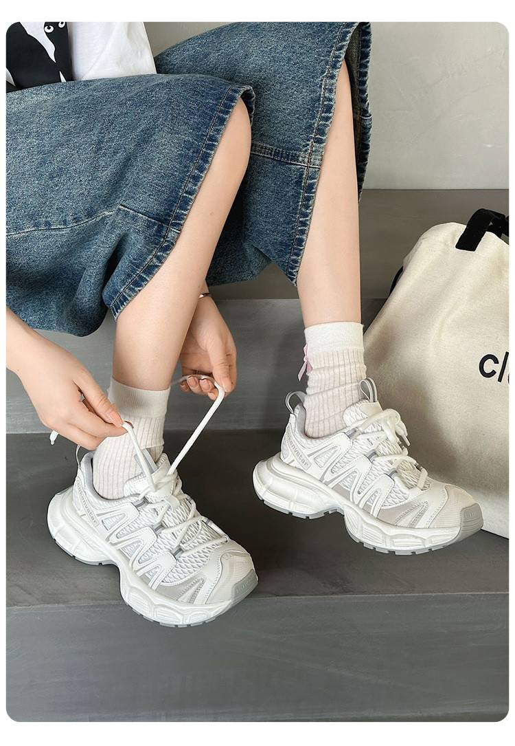 Cameido Breathable Mesh & Synthetic Leather Sports Shoes With Glitter Accents, Comfortable Round-Toe Design For Casual & Active Wear_voghion.com