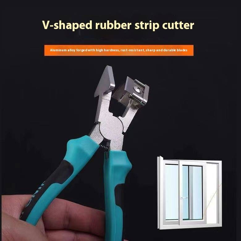 Professional 90° V-Notch Sealant Cutter Tool - Heavy-Duty Steel Blade With TPR Handle For Window/Door Sealing Strips (Includes 4 Replacement Blades)_voghion.com